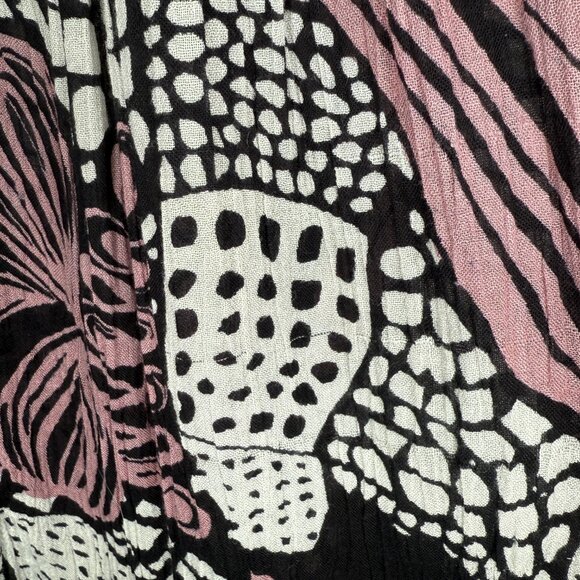 Vintage 90s Polka Dot Printed Broomstick Skirt Floral Op Art Elastic Waist L/XL - Picture 11 of 12